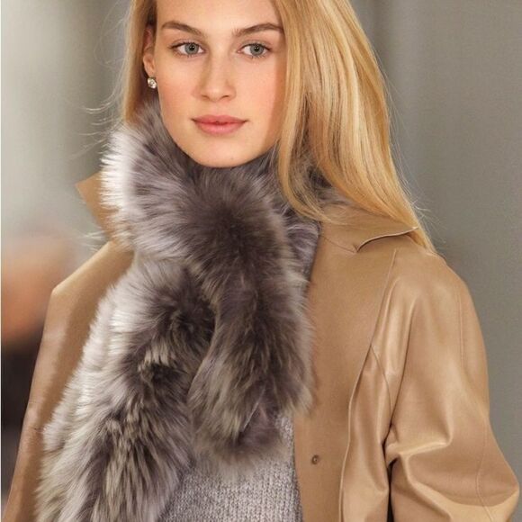 Ralph Lauren Collection * Fall 2014 Gray Italian Lamb Shearling Pull-Thru Collar - Picture 1 of 16